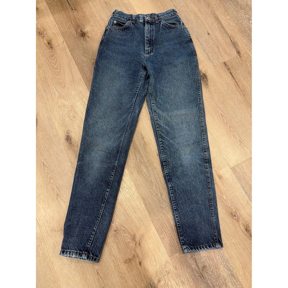 Vintage Lee High Waisted Straight Leg Jeans Dark Wash Denim 24x30